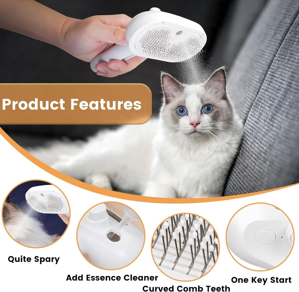 LACOKI Cat Steam Brush self-cleaning back highlights effortless hair release