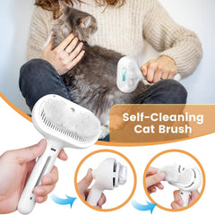 LACOKI Cat Steam Brush steam-out close-up demonstrates gentle steam action