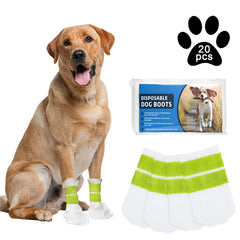Ladadee disposable waterproof dog booties for paw protection during wet walks.