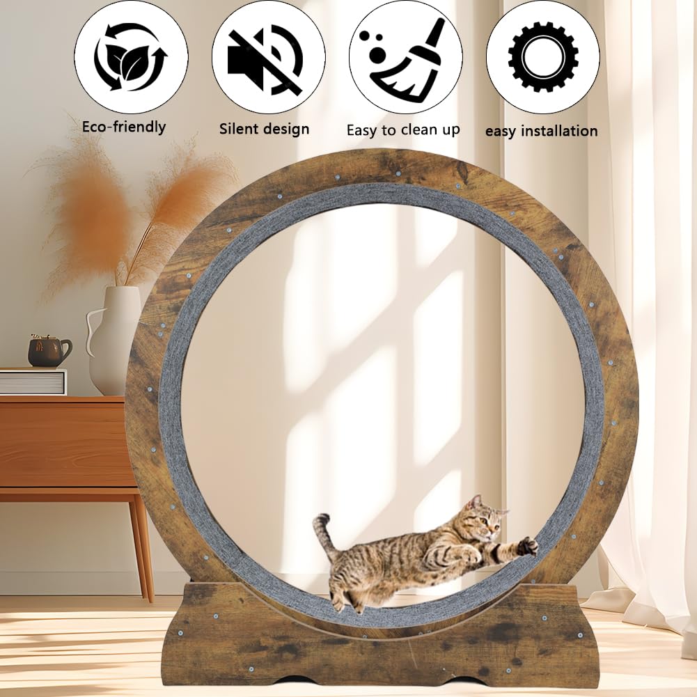 Laddawan cat exercise wheel silent pulley minimizes noise during night workouts.