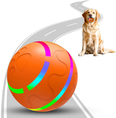LADFAR interactive rolling dog ball front view, durable toy for engaging playtime.