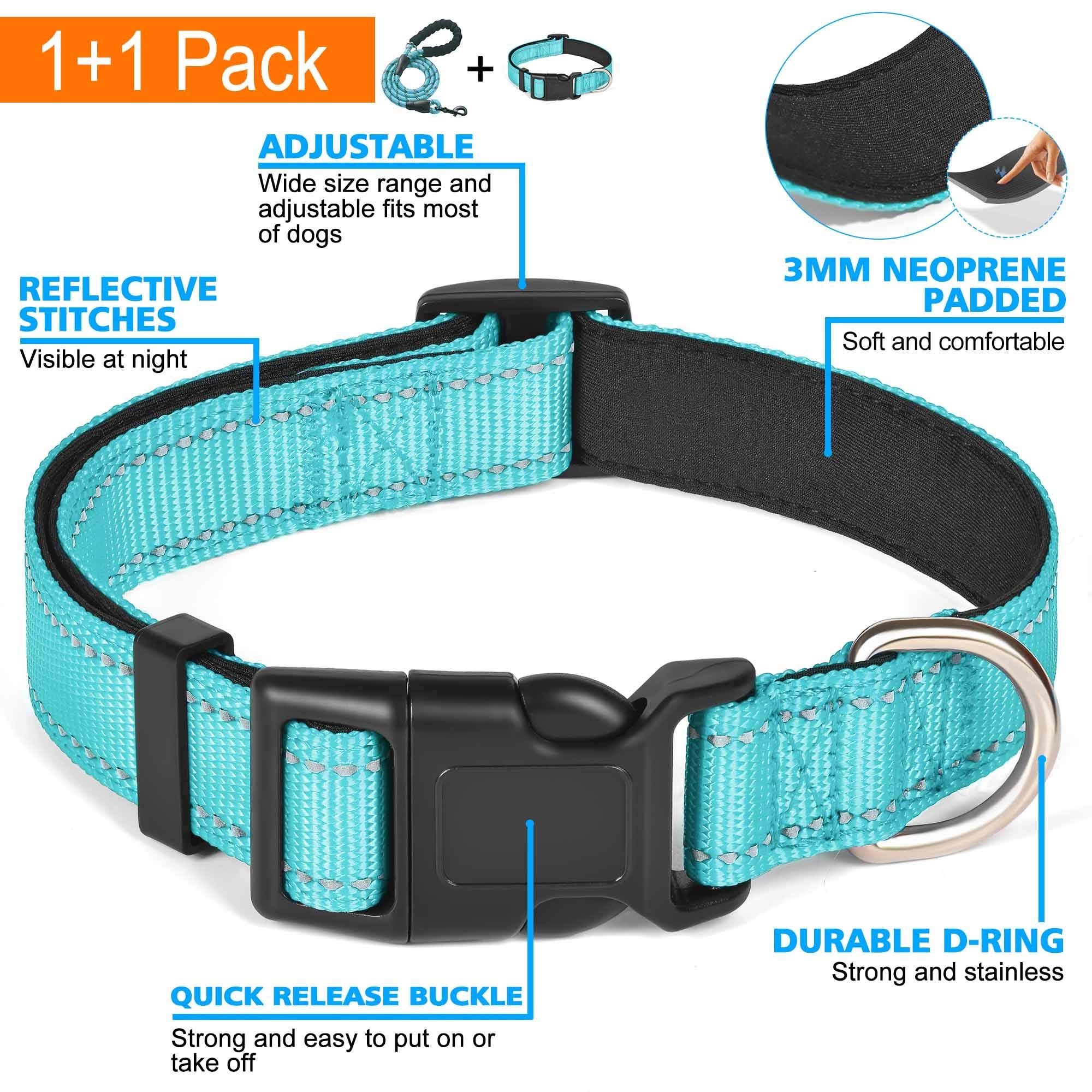 Ladoogo adjustable nylon dog collar for a secure, versatile fit.