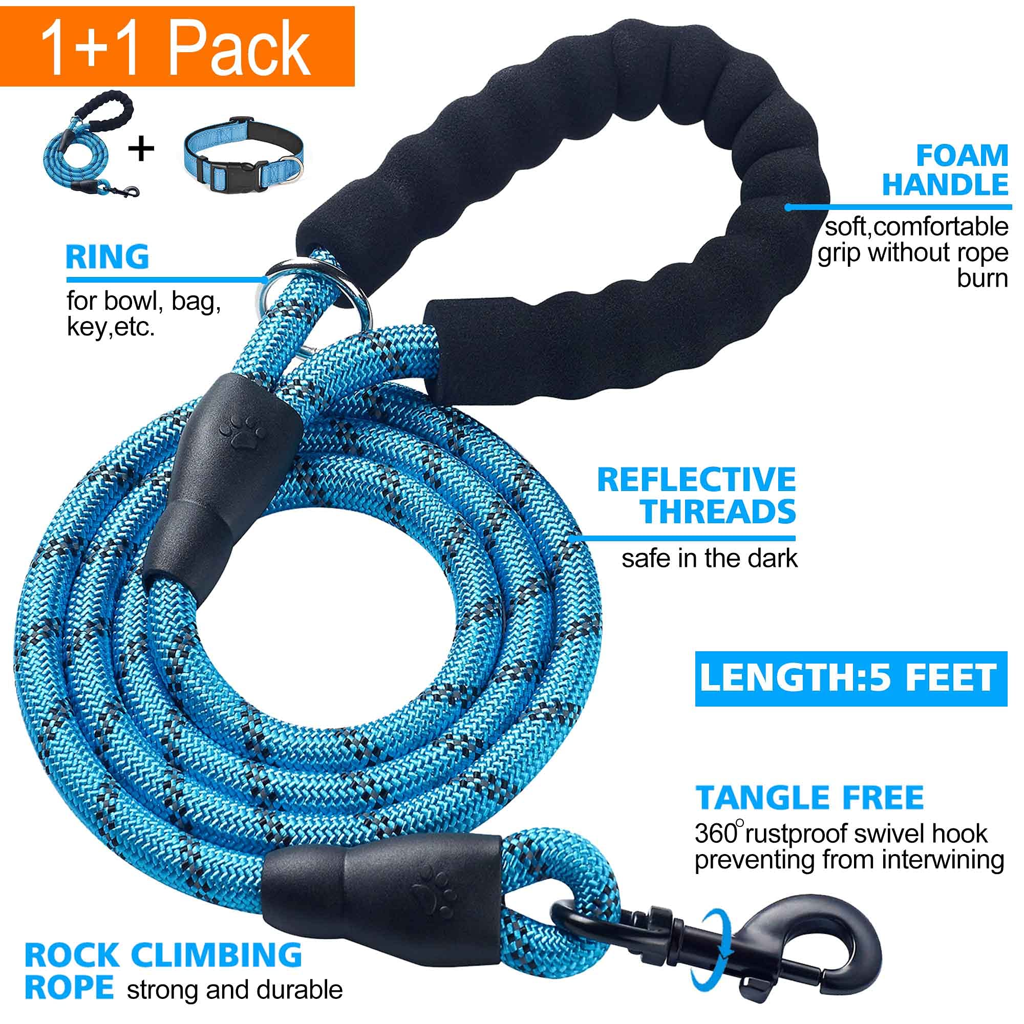 Ladoogo breathable nylon collar featuring a quick-release buckle for easy on-off.