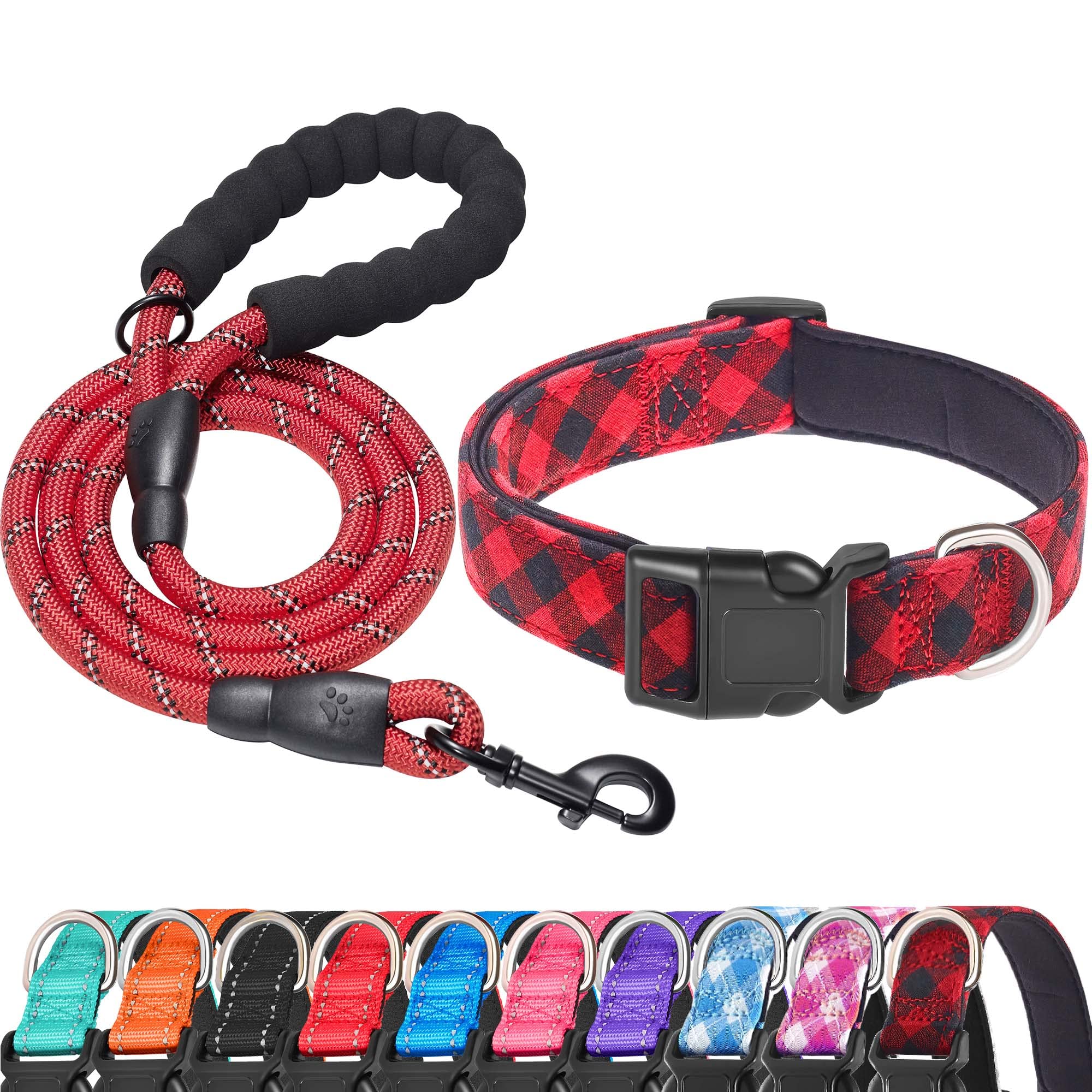 Ladoogo reflective dog collar with neoprene padding for breathable comfort on walks.