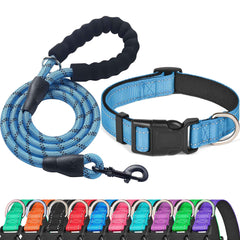 Ladoogo reflective dog collar with neoprene padding for comfort and night visibility during walks.