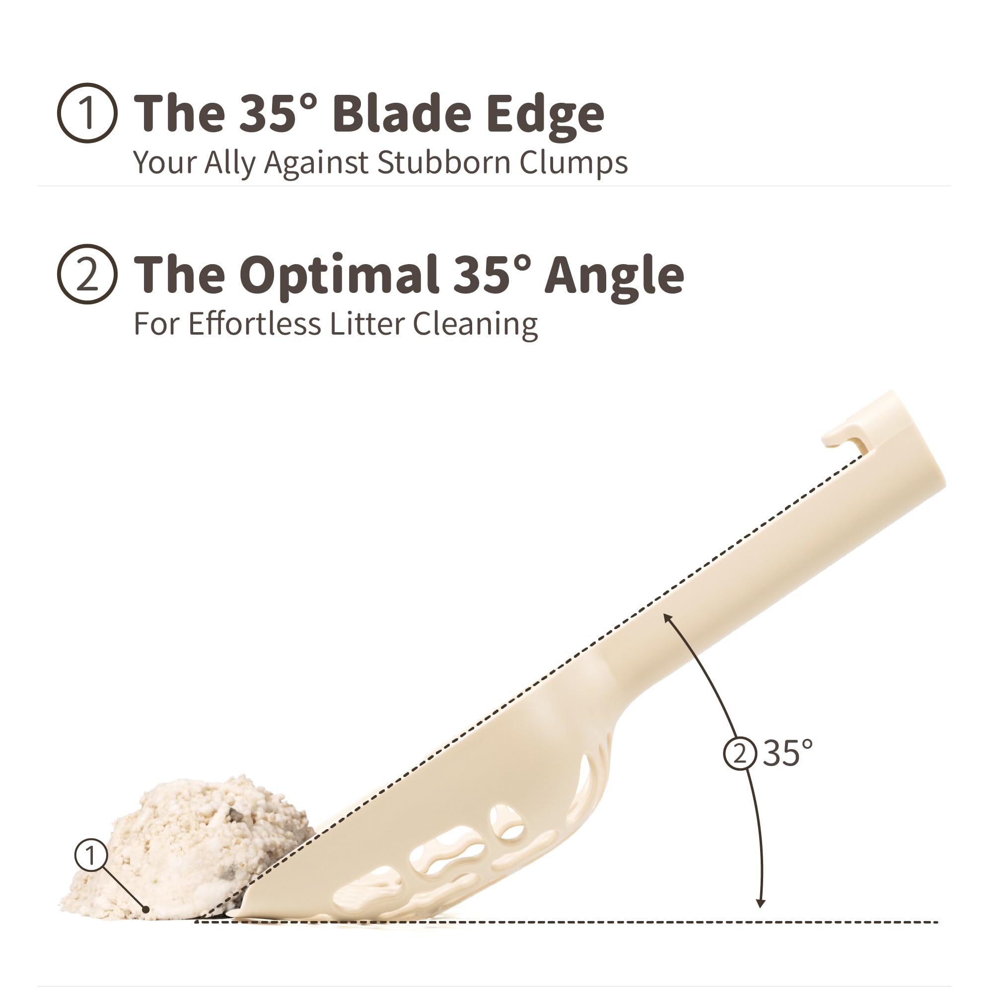 Lady N Infinity Scoop angled blade at 35 degrees for easy scooping.