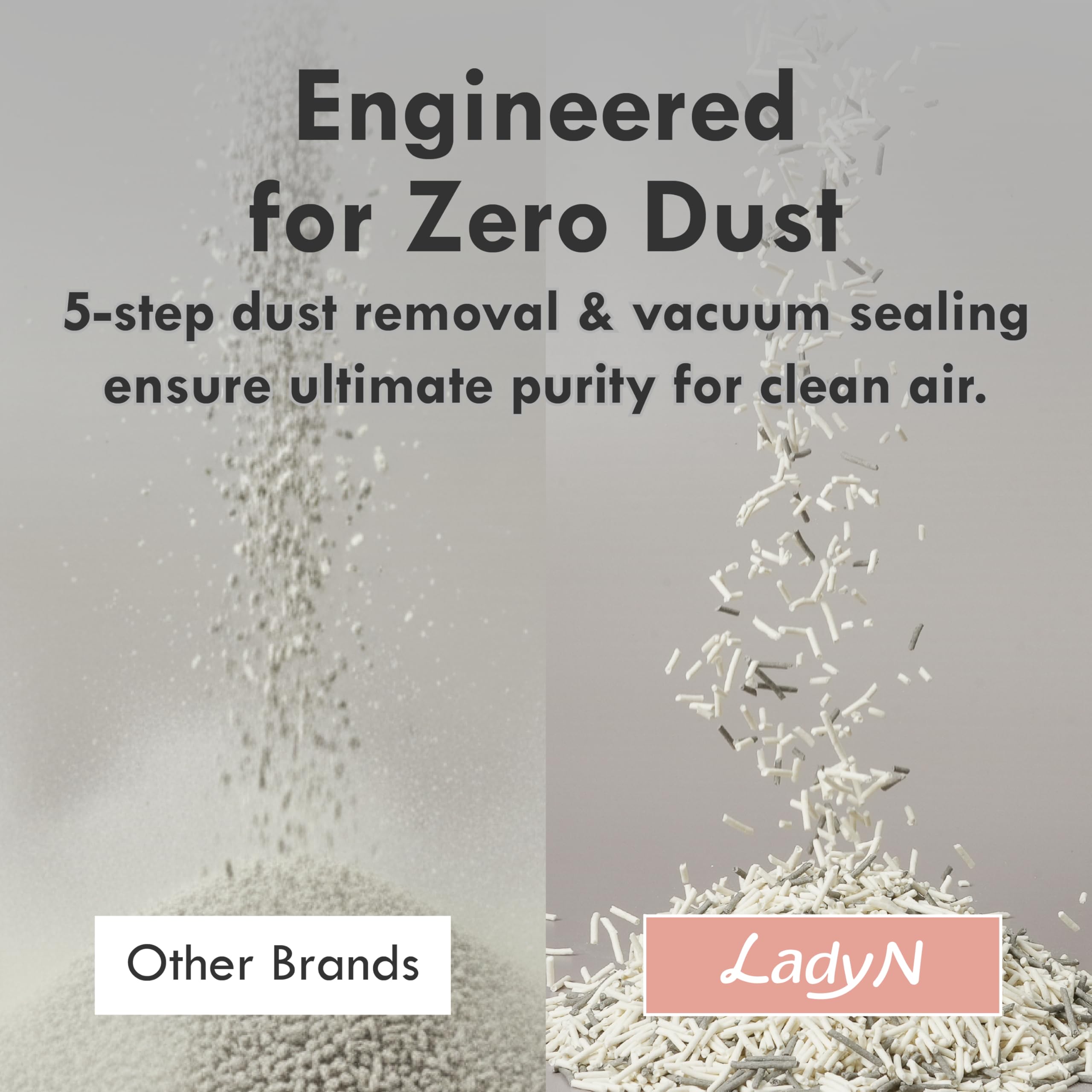 Lady N granular litter reduces sticking to liners for easier box maintenance.