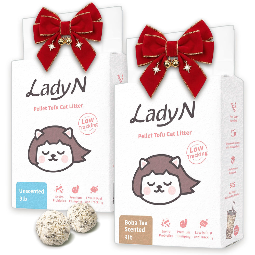 Lady N Tofu Cat Litter Boba Tea pack shows gentle scent for easy litter acclimation