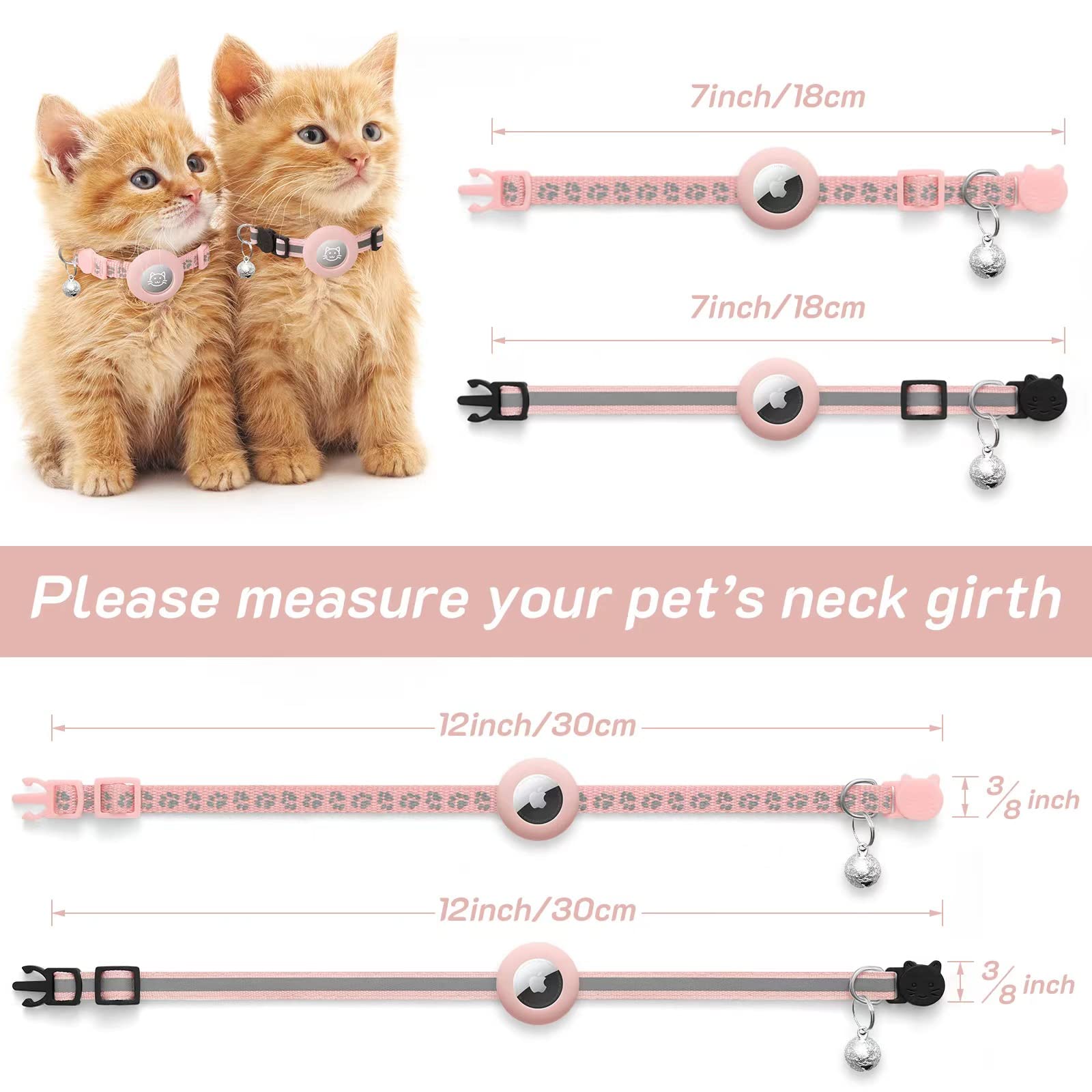 LAFAYI adjustable cat collar 7-12in fits growing cats securely.