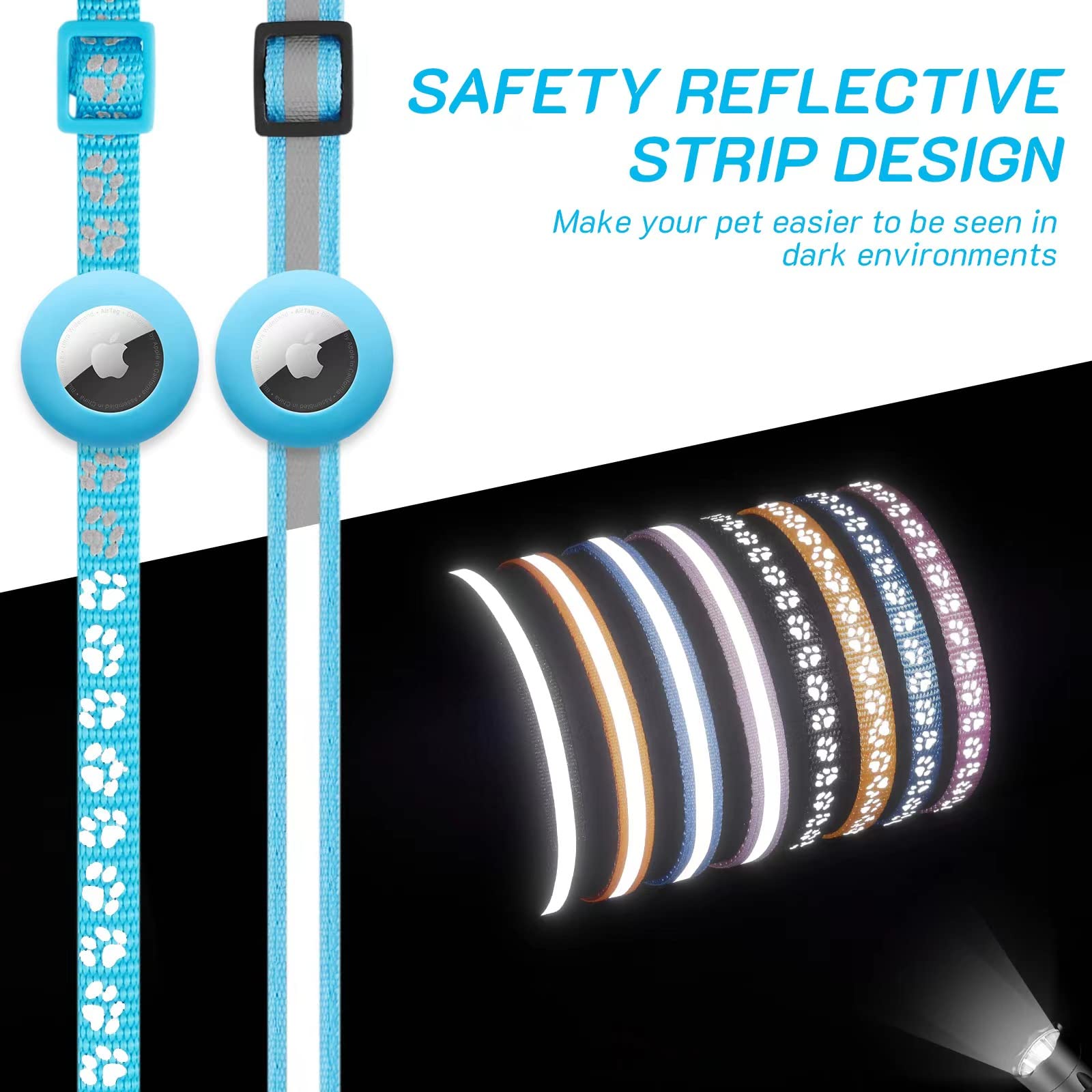 LAFAYI Adjustable Blue Cat Collar fits 19 to 32 cm for growing cats.