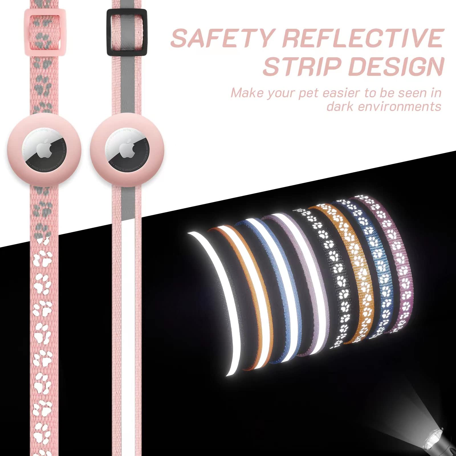 LAFAYI reflective strip night visibility cat collar for safer evening walks.