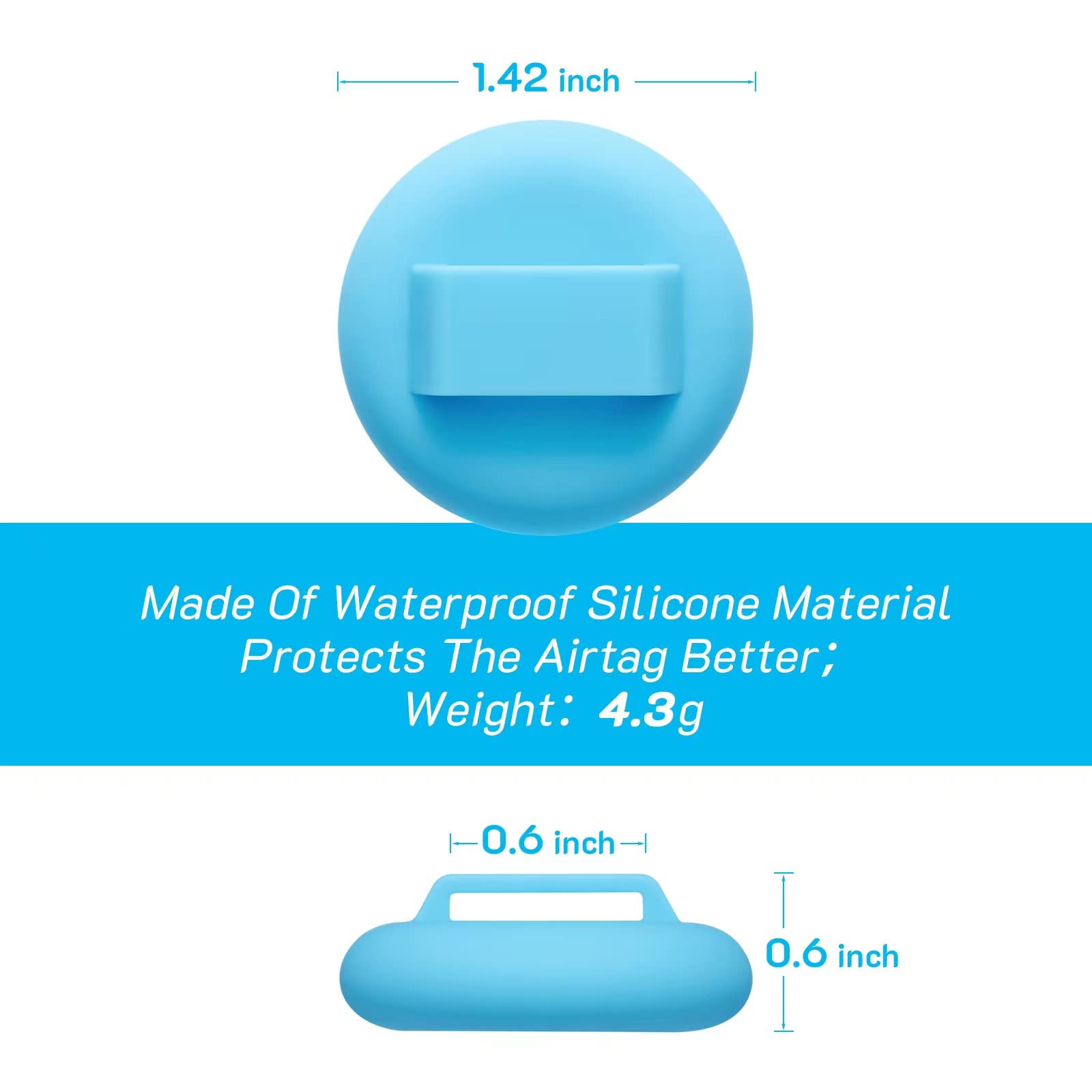 LAFAYI Silicone AirTag Case Blue protects the AirTag on the collar.