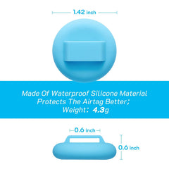 LAFAYI Silicone AirTag Case Blue protects the AirTag on the collar.