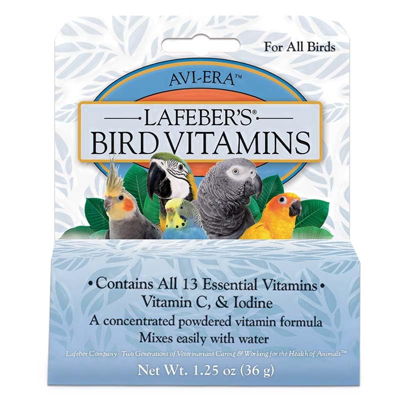 Lafeber's Avi-Era Powder served with seed diet illustrates a simple nutrition boost.