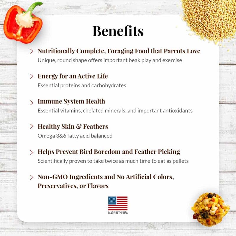 Non-GMO, human-grade ingredients with bell peppers shown in close-up.