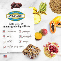 LAFEBER'S Fruit Delight Avi-Cakes fruit pieces closeup showcasing cranberries, mango, pineapple