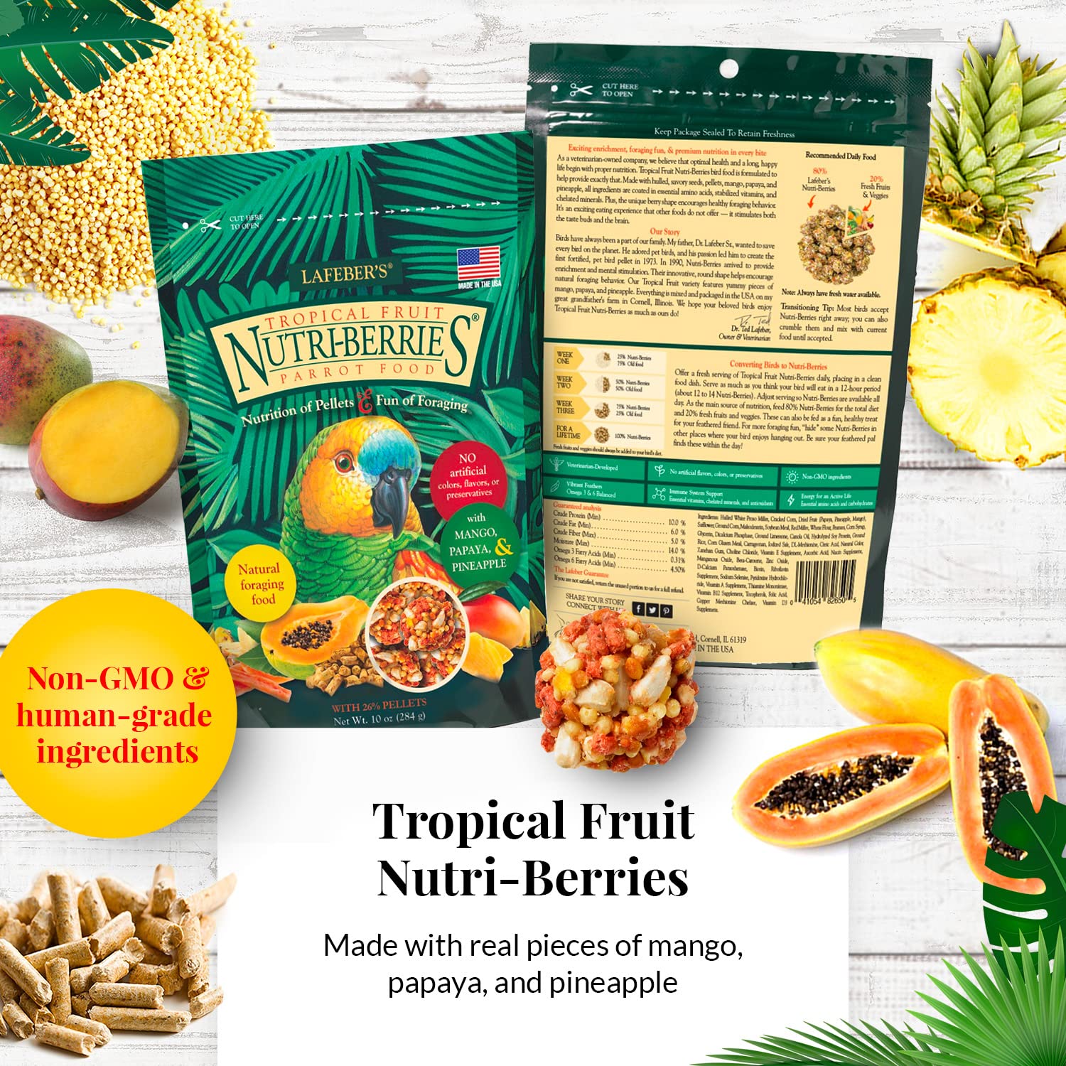 Lafebers Gourmet Nutri-Berries El Paso bag featuring peppers and spices for varied flavor and foraging.