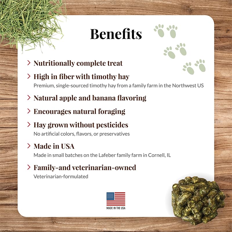 LAFEBER'S Hey!Berries ingredients highlight timothy hay and pesticide-free sourcing.