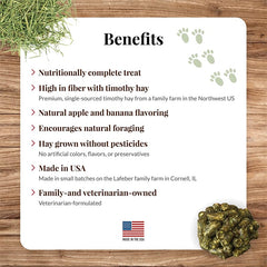 LAFEBER'S Hey!Berries ingredients highlight timothy hay and pesticide-free sourcing.