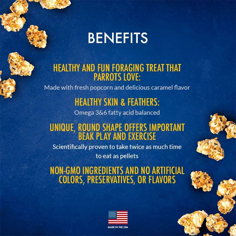 LAFEBER'S Popcorn Nutri-Berries closeup shows popcorn-based crunch.