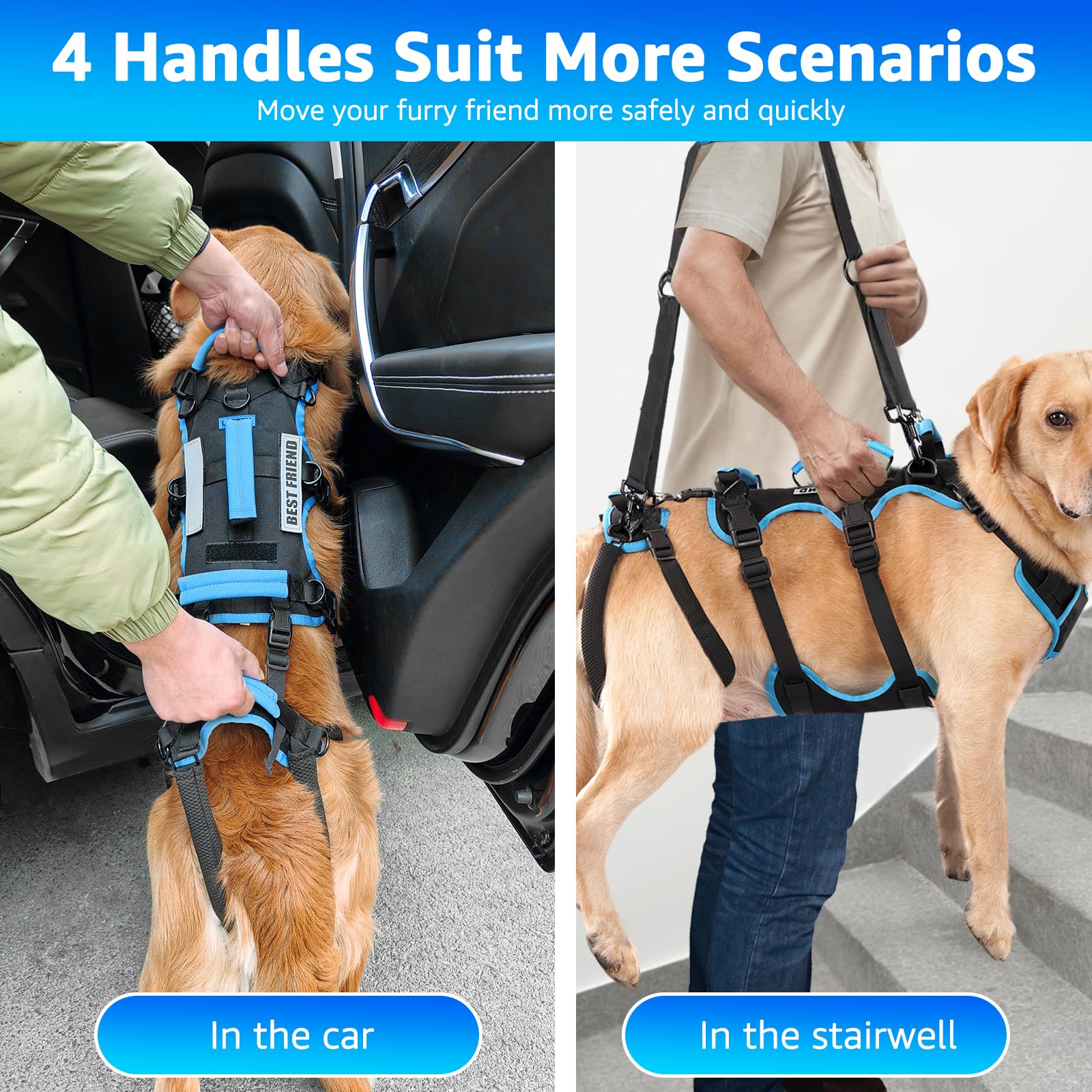 Lafoty dog lift harness detachable-rear-leg highlights 2-in-1 versatility for daily use.