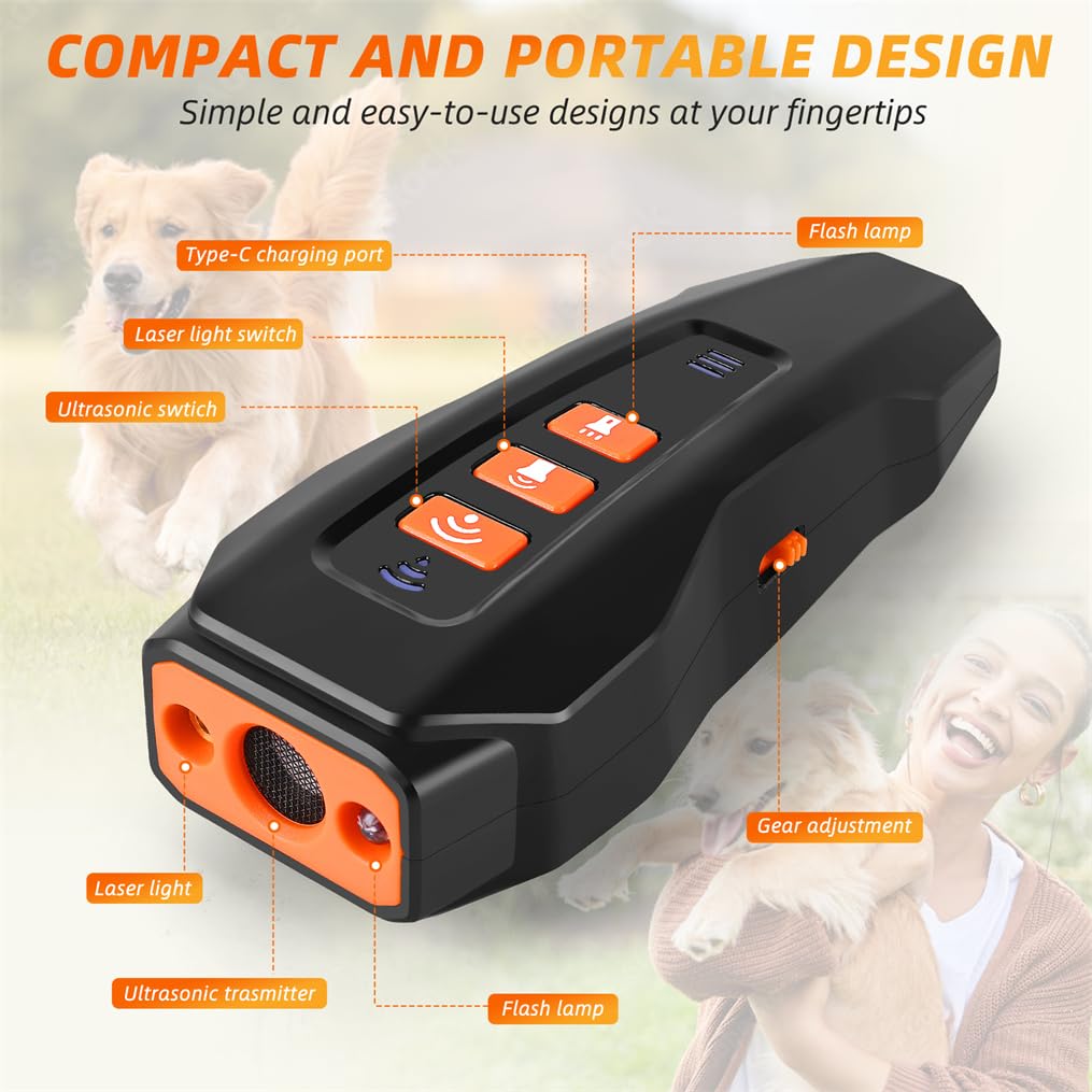 Lagriner portable bark device with wristband for secure carry.