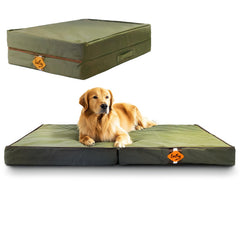 Laifug foldable waterproof dog bed hero in army green for portable comfort.