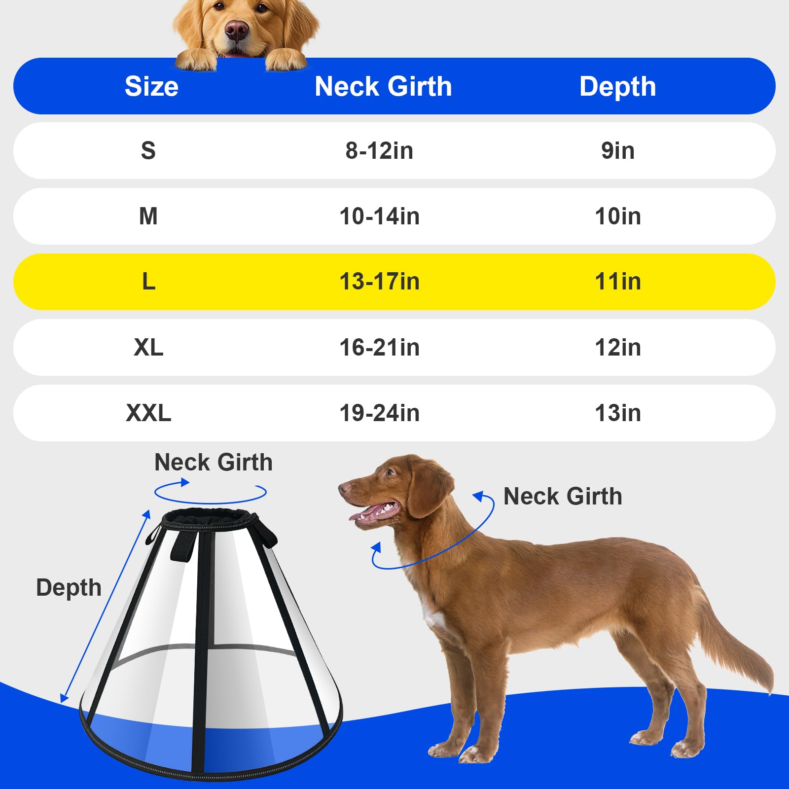 Lainergie soft dog cone collar adjustable strap close-up secure fit.