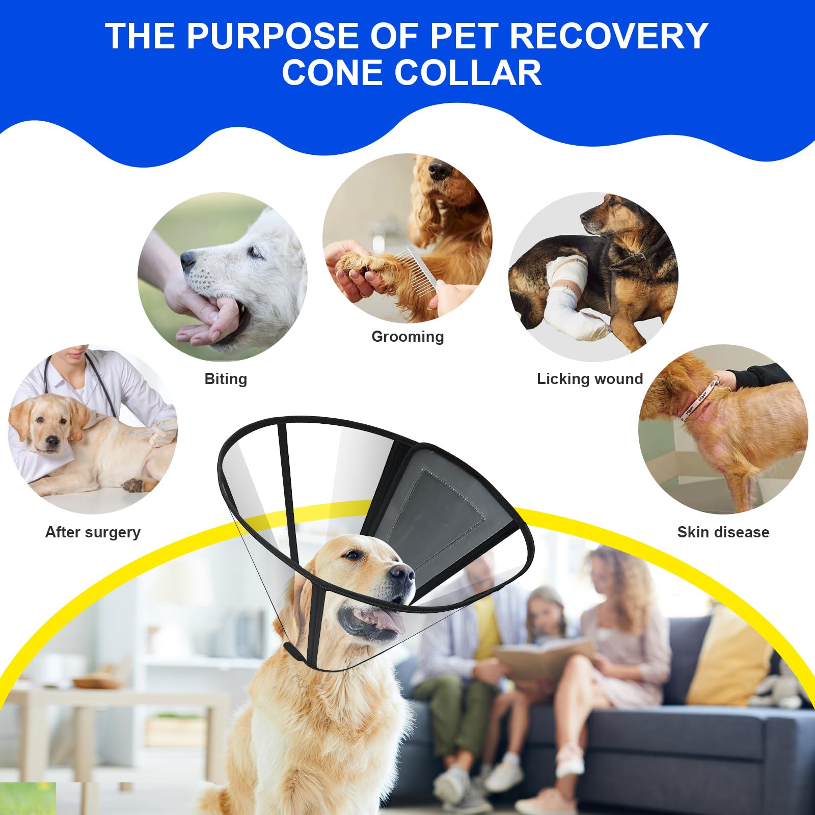 Lainergie soft dog cone collar dog eating with cone maintains feeding comfort.