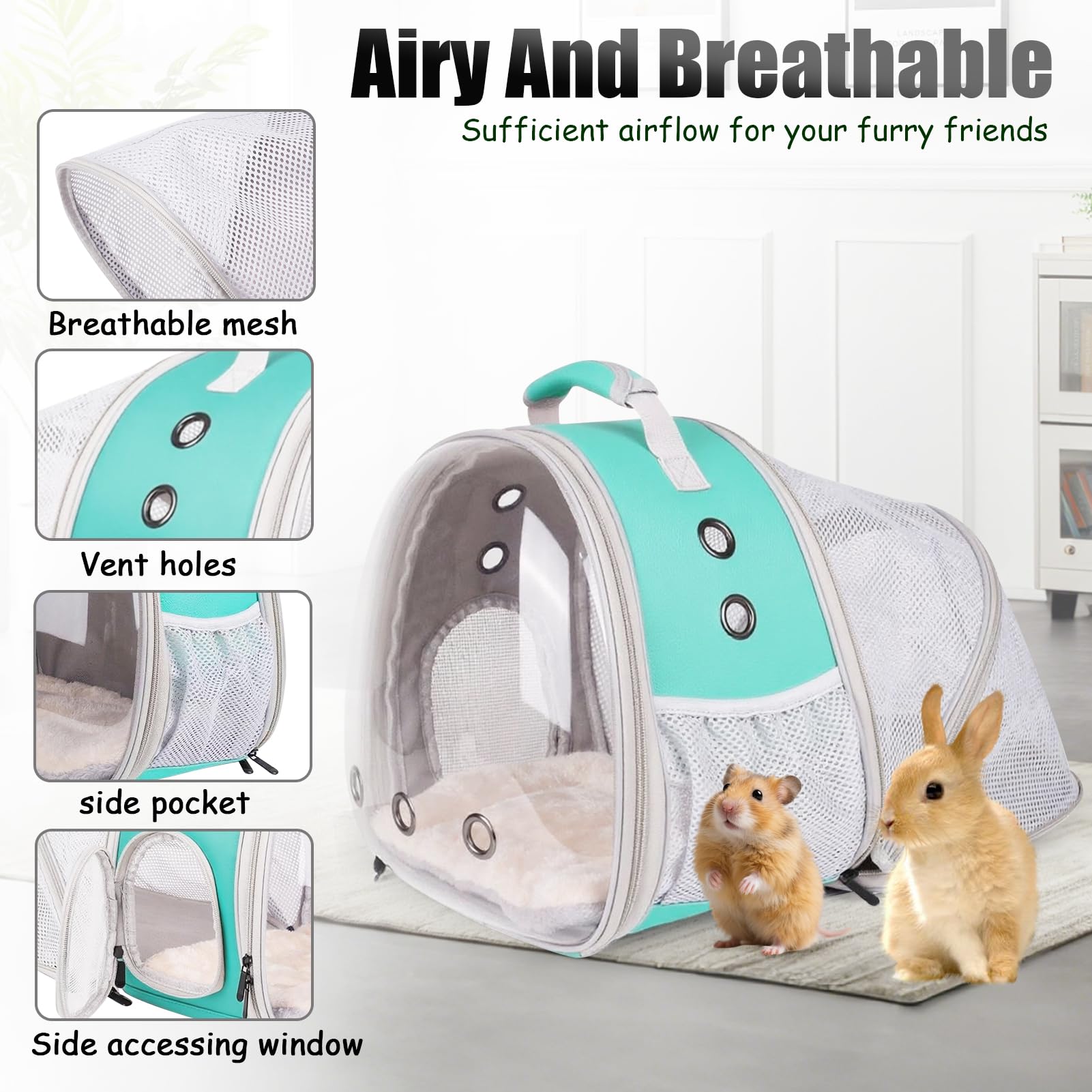 LAIRIES backpack side vents support easy in-and-out access