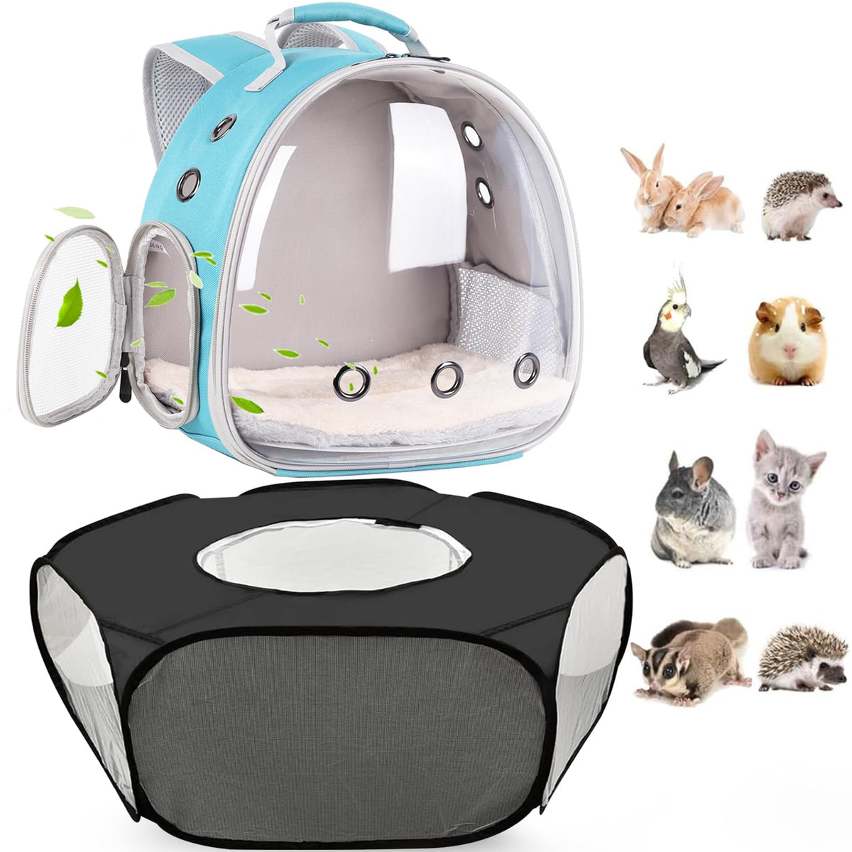 LAIRIES guinea pig backpack front view for secure travel with small pets.