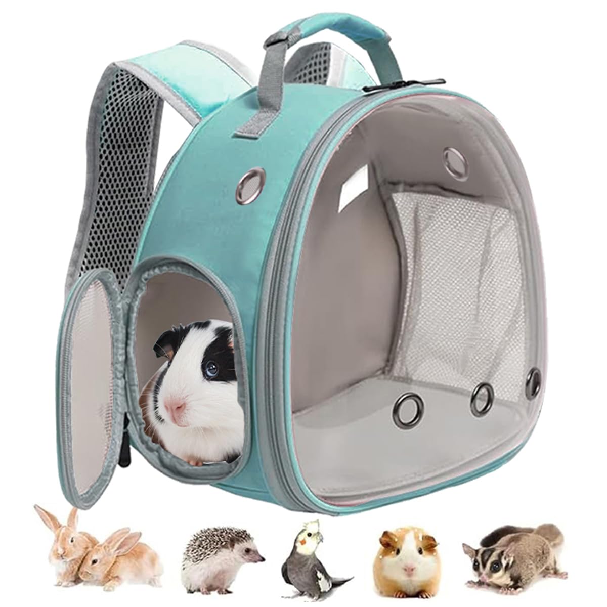 LAIRIES Guinea Pig Backpack with space capsule bubble window for clear pet visibility on outings.