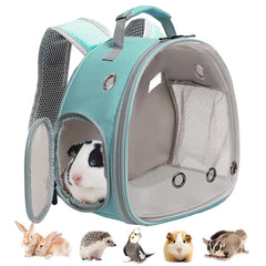 LAIRIES Guinea Pig Backpack with space capsule bubble window for clear pet visibility on outings.