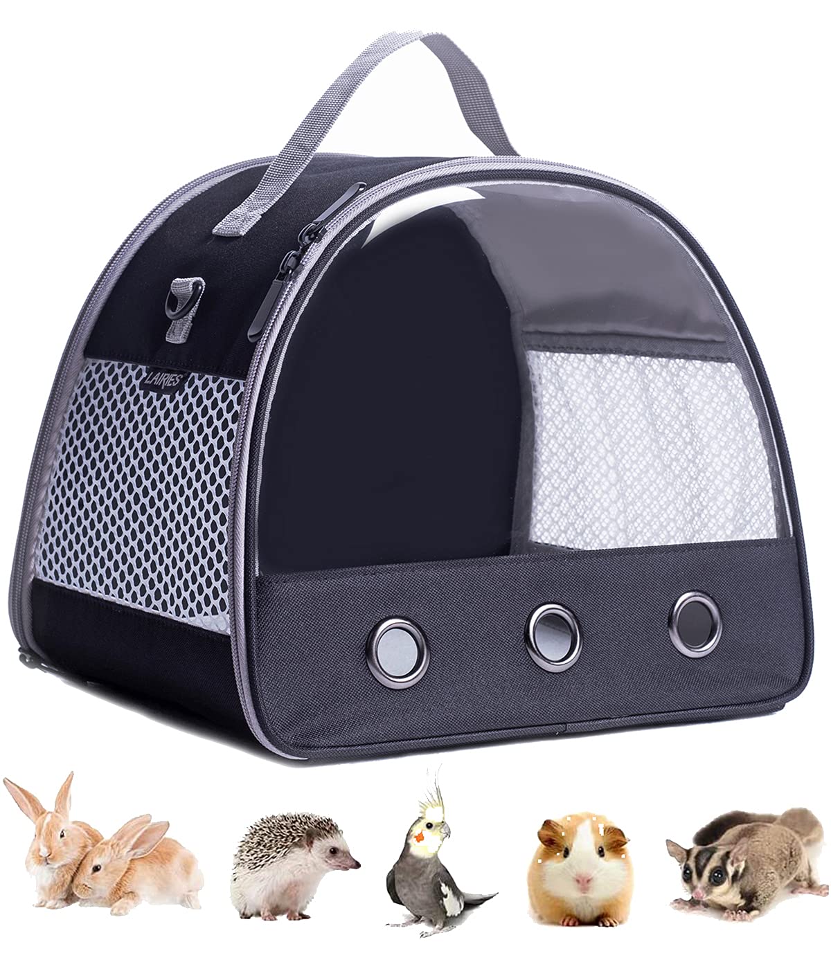 LAIRIES guinea pig carrier backpack with bubble window, ideal for outdoor supervision.