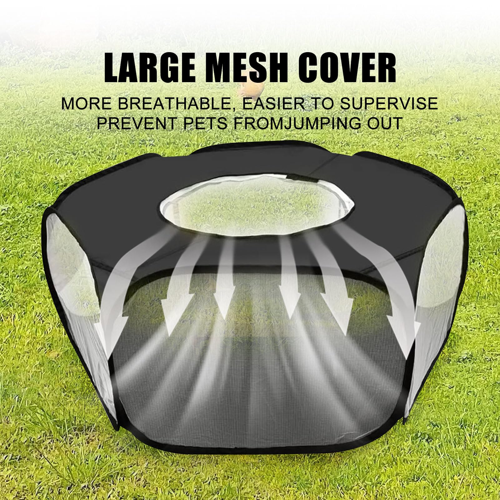 LAIRIES playpen top cover breathable design keeps pets safely inside.