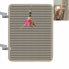 LAJEF cat nail file scratcher with wraparound design attached to a post for smooth nails.