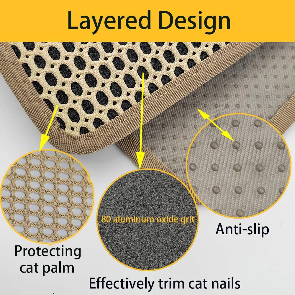 LAJEF scratcher’s mesh outer layer protects cat paws during filing.