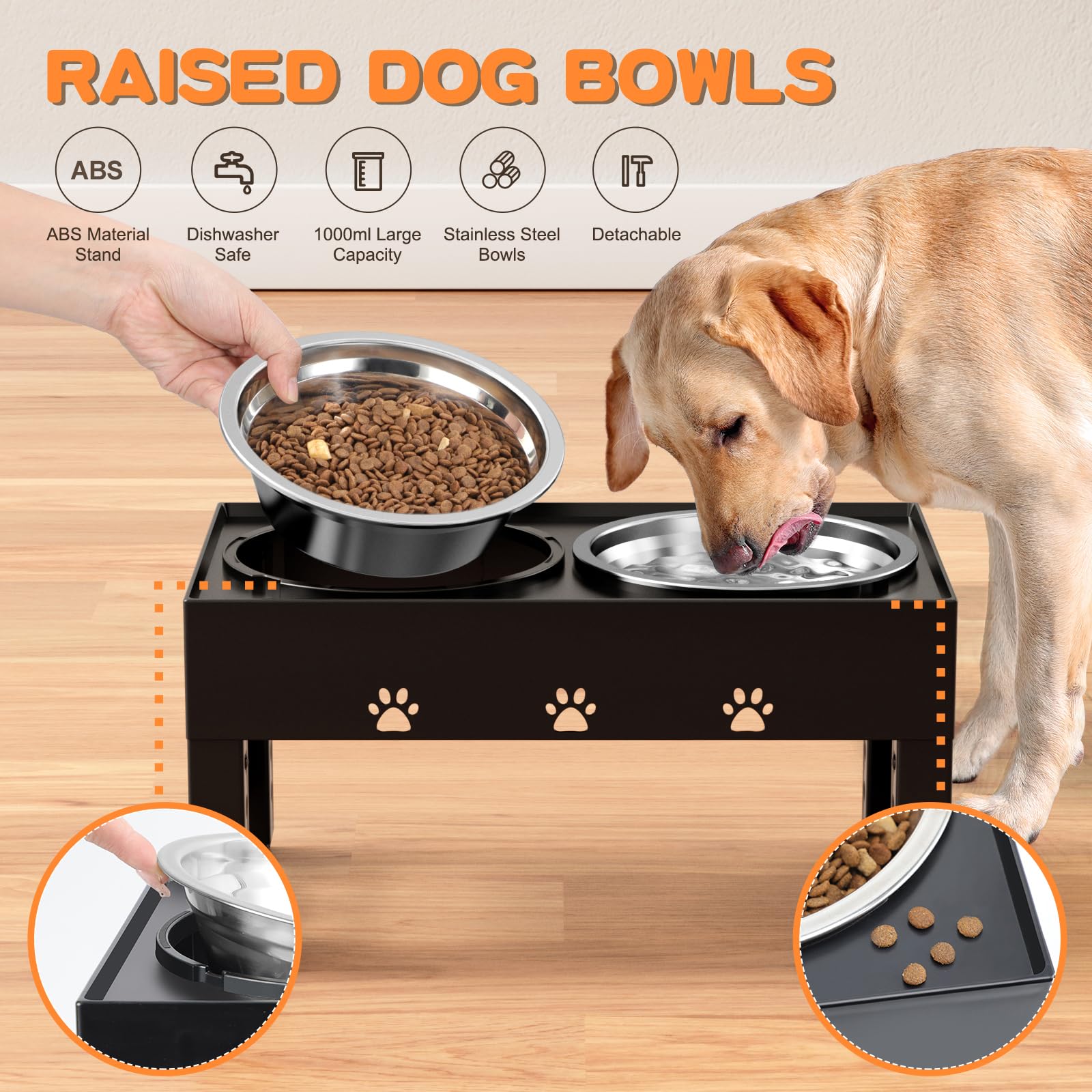LAKIPETN 7.8-inch inner diameter bowls meet daily food and water needs.