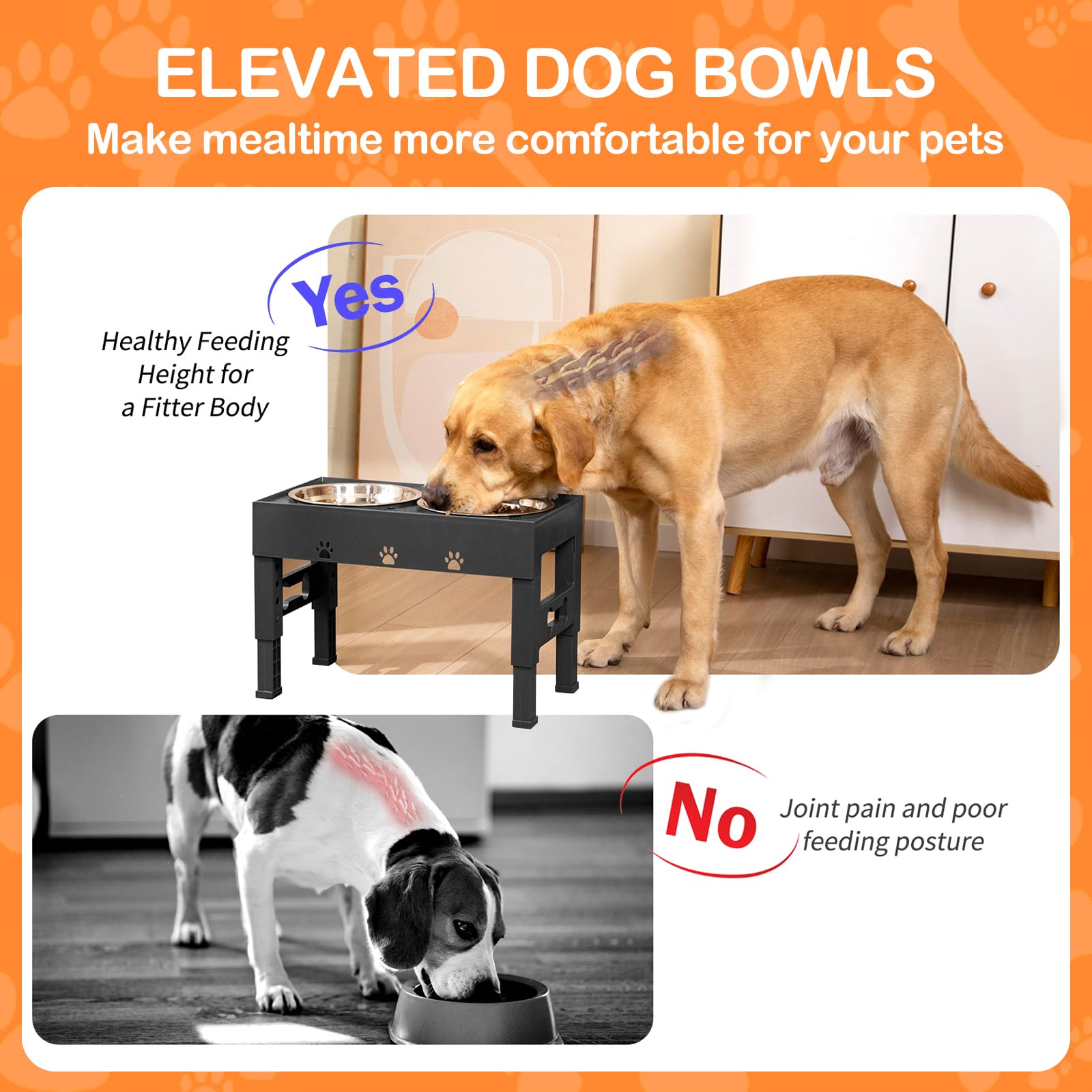 LAKIPETN anti-slip base and rubber edges keep bowls in place.