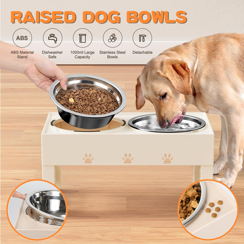 LAKIPETN elevated-dog-bowl-stand adjustable-legs demonstrates five height options for posture