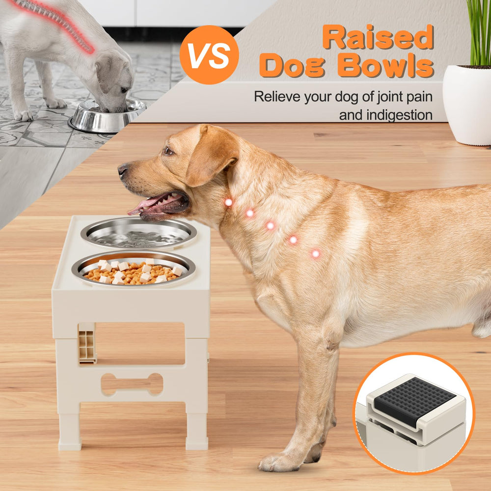 LAKIPETN elevated-dog-bowl-stand anti-slip-feet ensures stable, quiet meals