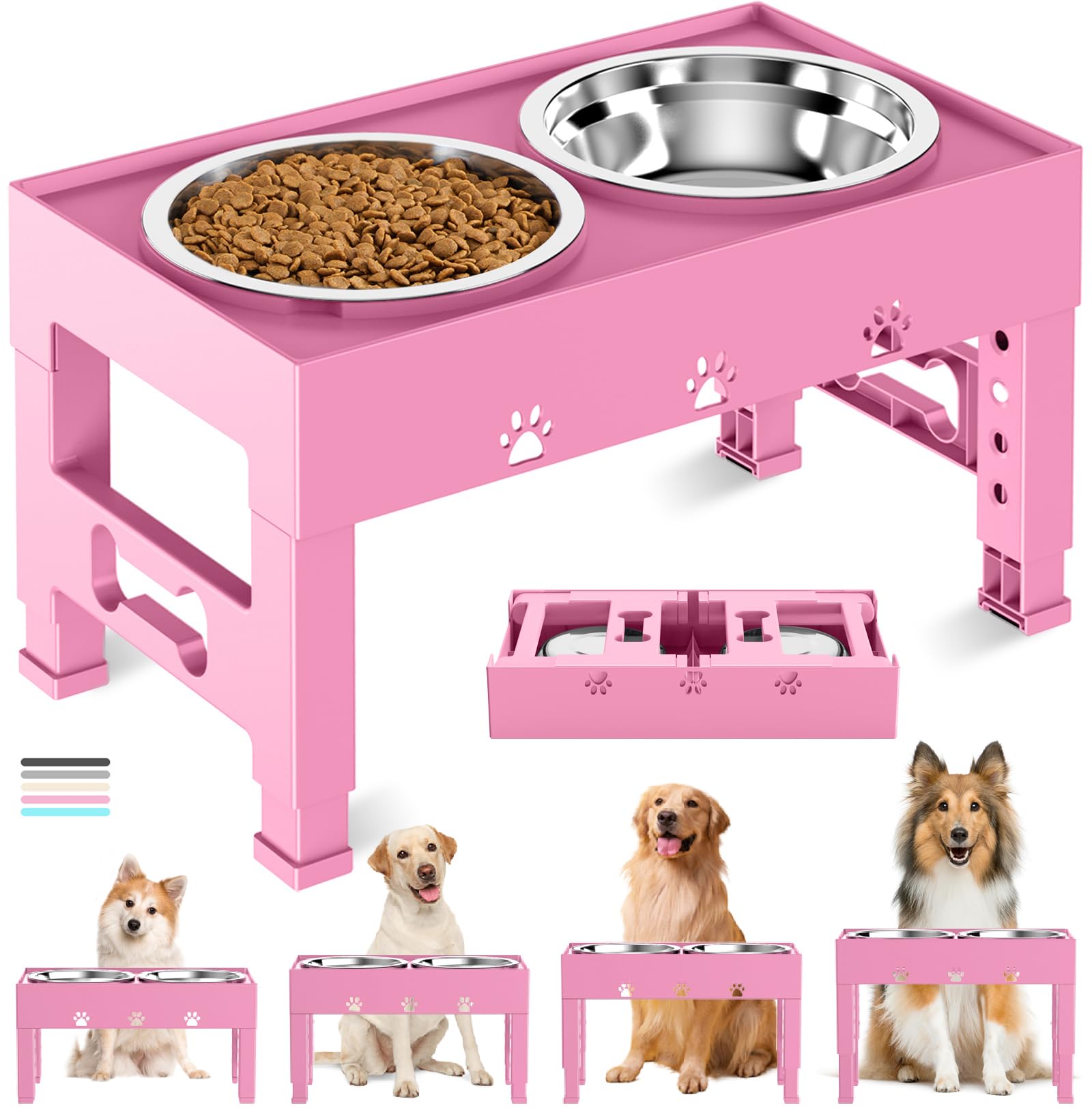 LAKIPETN elevated dog bowl stand setup for easy, mess-free dining.