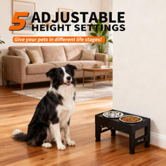 LAKIPETN elevated dog bowls height adjustment enables feeding for different dog sizes.