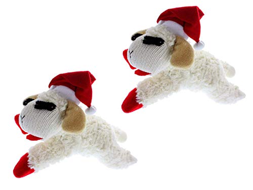 Lamb Chop Christmas dog toy with Santa hat offers cuddly holiday play.