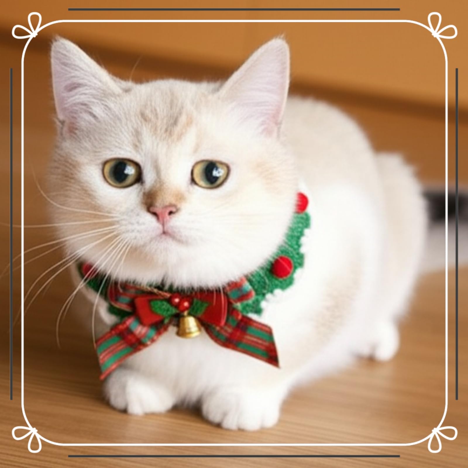 Lamegret Christmas-tree-pattern pet collar on cat highlighting seasonal charm