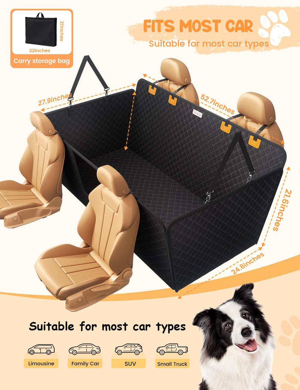 Lamicall backseat protector features non-slip zippers and easy on-off access.