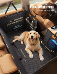 Lamicall dog seat cover waterproof surface protects upholstery from spills.
