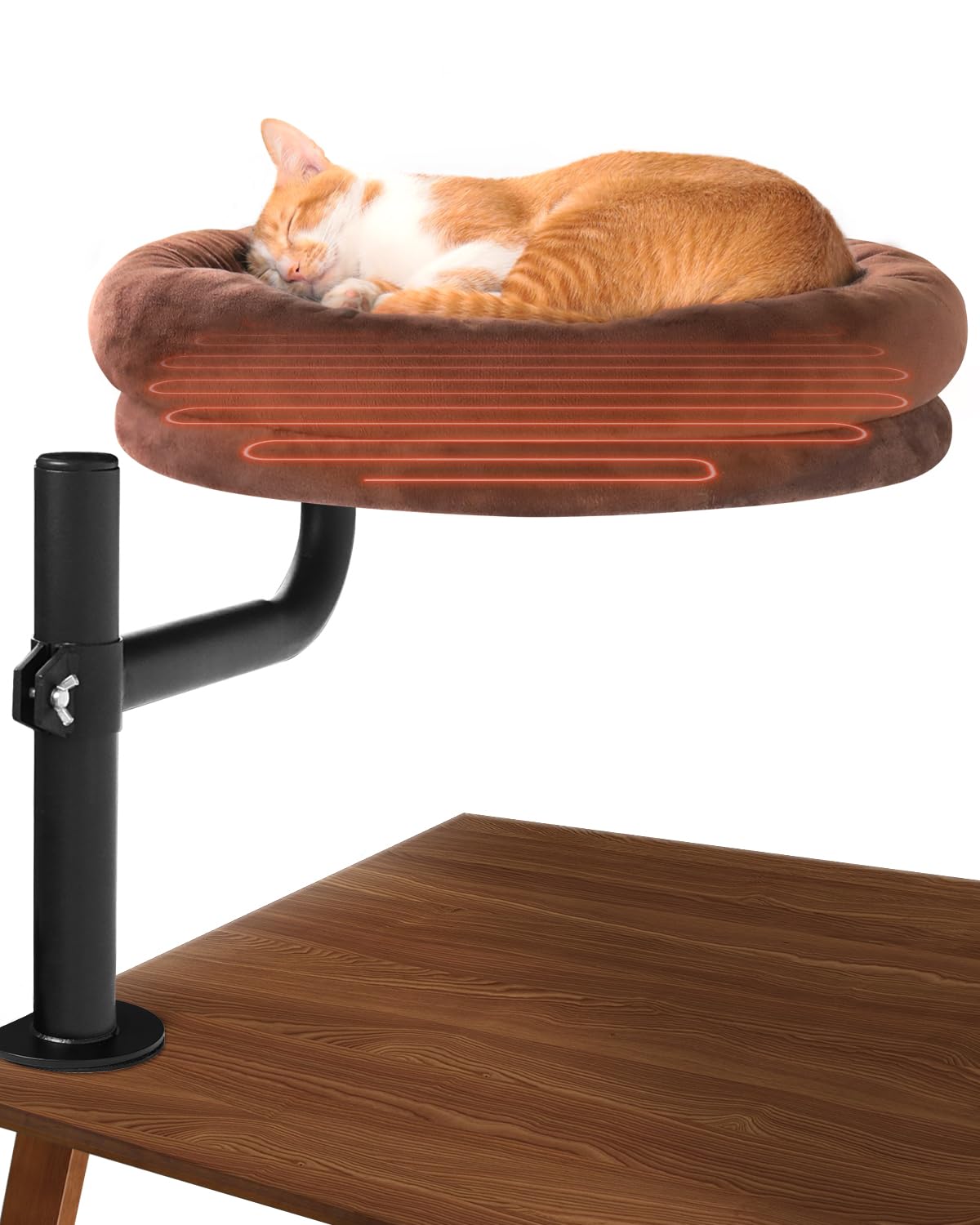 Lamlingo cat bed for desk shown with cat lounging, inviting a calm work-from-home setup.