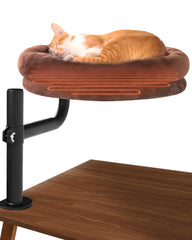 Lamlingo cat bed for desk shown with cat lounging, inviting a calm work-from-home setup.
