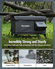 Lamlingo weatherproof insulated cat house protecting cats from harsh outdoor conditions.